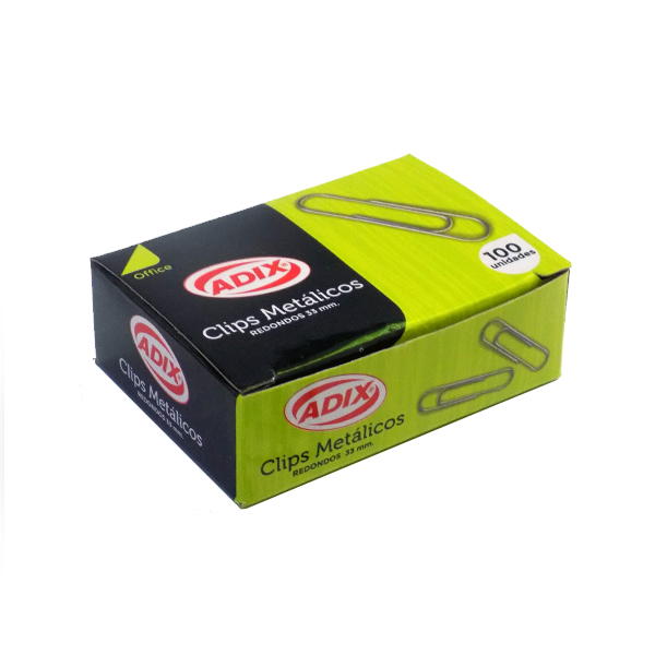 Caja de Clips Metal 33mm Punta Redonda 100u Adix Artículos para