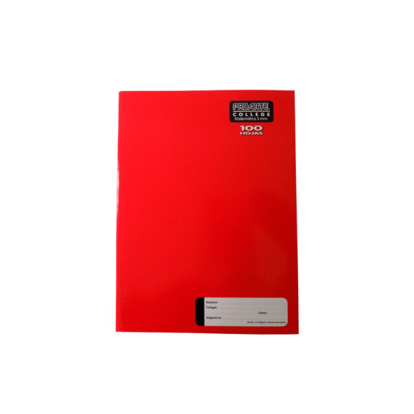 Cuaderno college 5mm proarte rojo