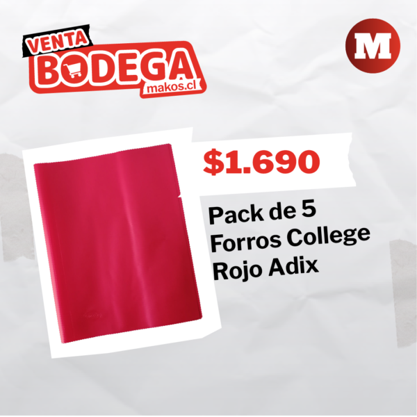 Pack de 5 Forros College Rojo Adix