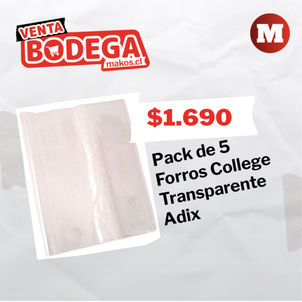 Pack de 5 Forros College Transparente Adix